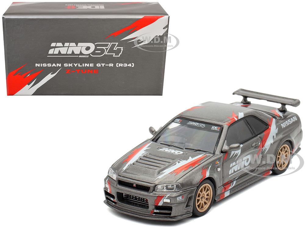 Nissan Skyline GT-R (R34) Z-Tune RHD (Right Hand Drive) Gray Metallic with Graphics "Indonesia Diecast Expo 2024 Exclusive Edition" 1/64 Diecast Model