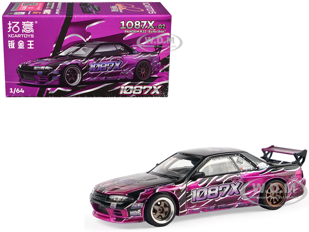 Pandem R32 "Echo Gao - 1087X" Black and Purple 1/64 Diecast Model Car by XCarToys