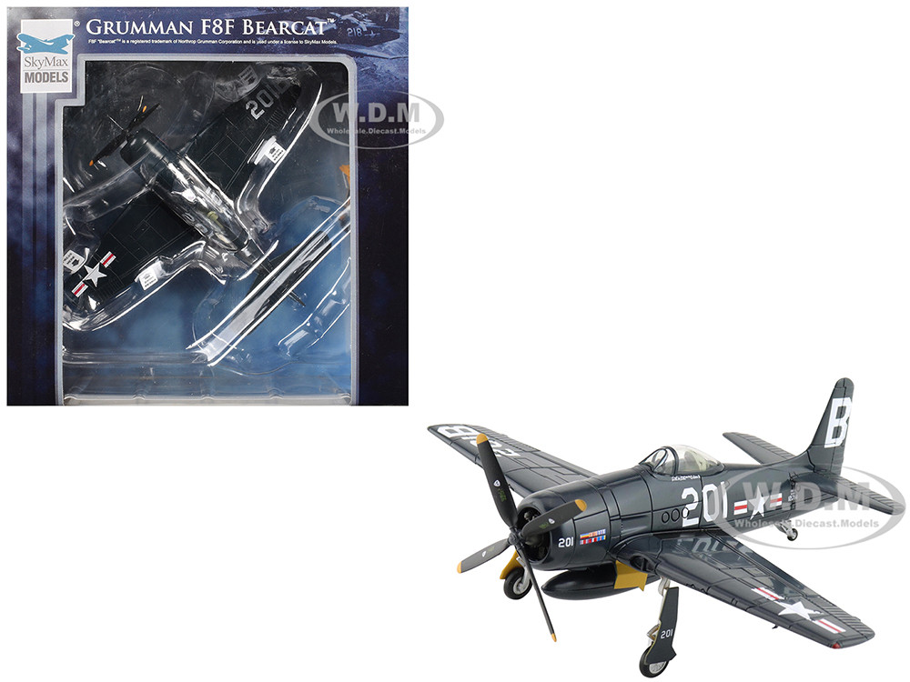 Grumman F8F-2P Bearcats Fighter Aircraft "121714, Duxford (Restored Plane)" (2014) United States Navy "SkyMax Flying Heroes" Series 1/72 Diecast Model