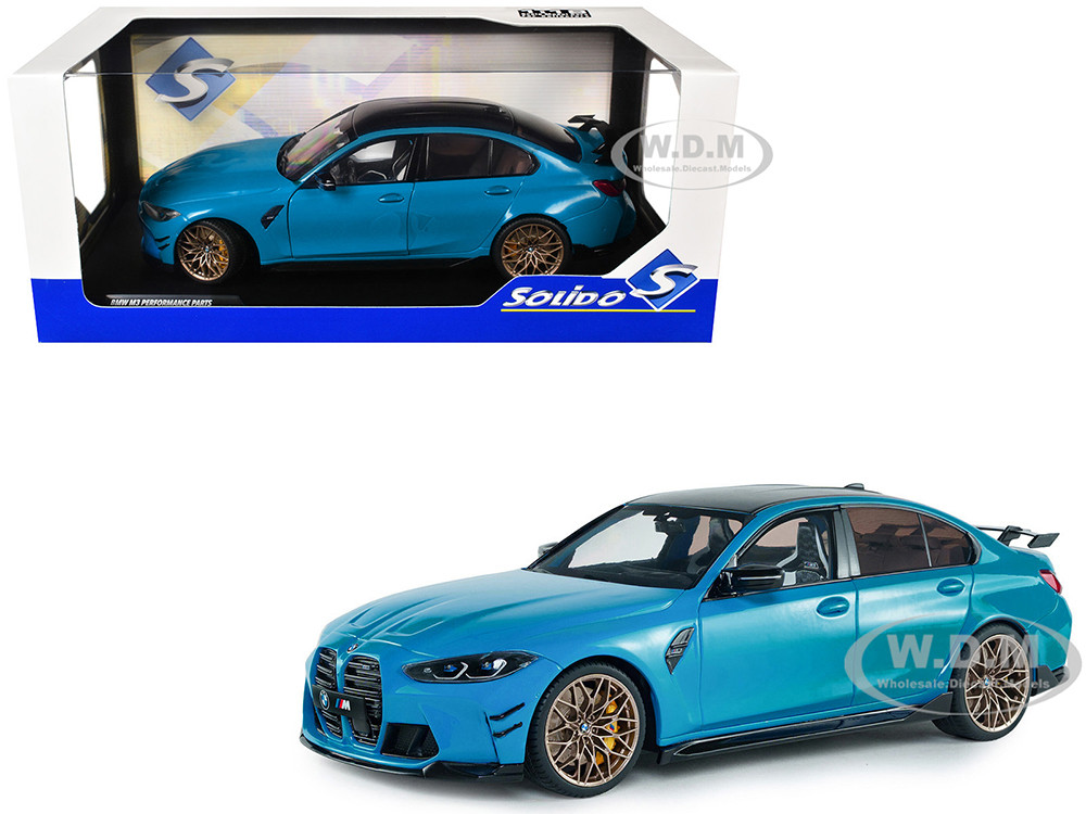 2024 BMW M3 Competition Daytona Beach Blue with Carbon Top 1/18 Diecast Model Car by Solido