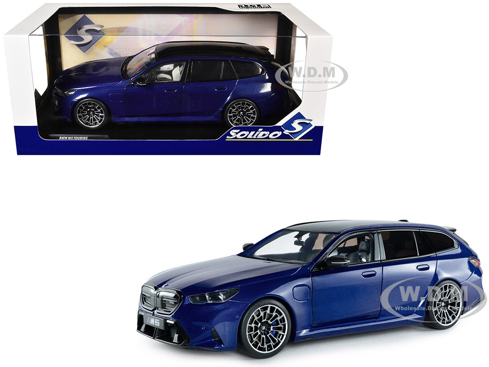 2025 BMW M5 Touring Marina Bay Blue Metallic with Black Top 1/18 Diecast Model Car by Solido