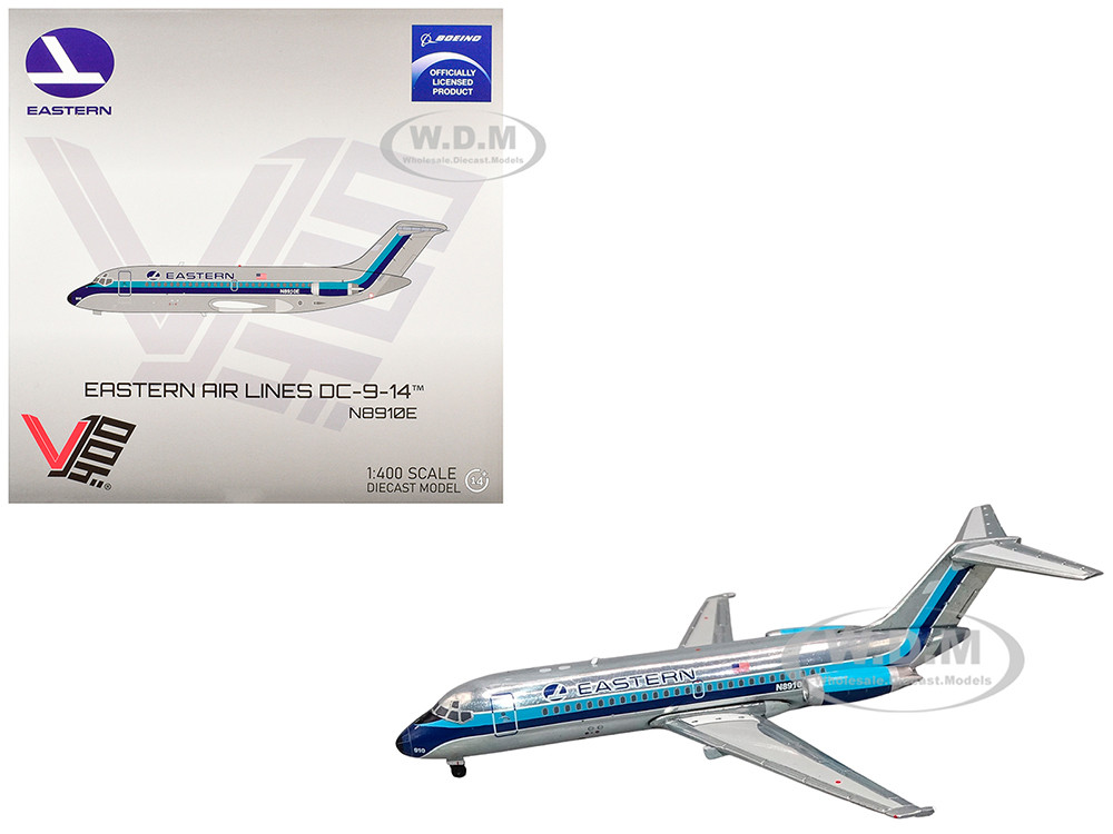 McDonnell Douglas DC-9-14 Commercial Aircraft "Eastern Air Lines" (N8910E) Silver with Blue Stripes 1/400 Diecast Model Airplane by V1:400