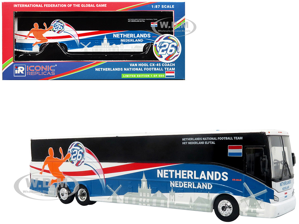 Van Hool CX-45 Coach Bus "Netherlands National Football Team" White with Graphics "International Federation of the Global Game" Series Limited Edition