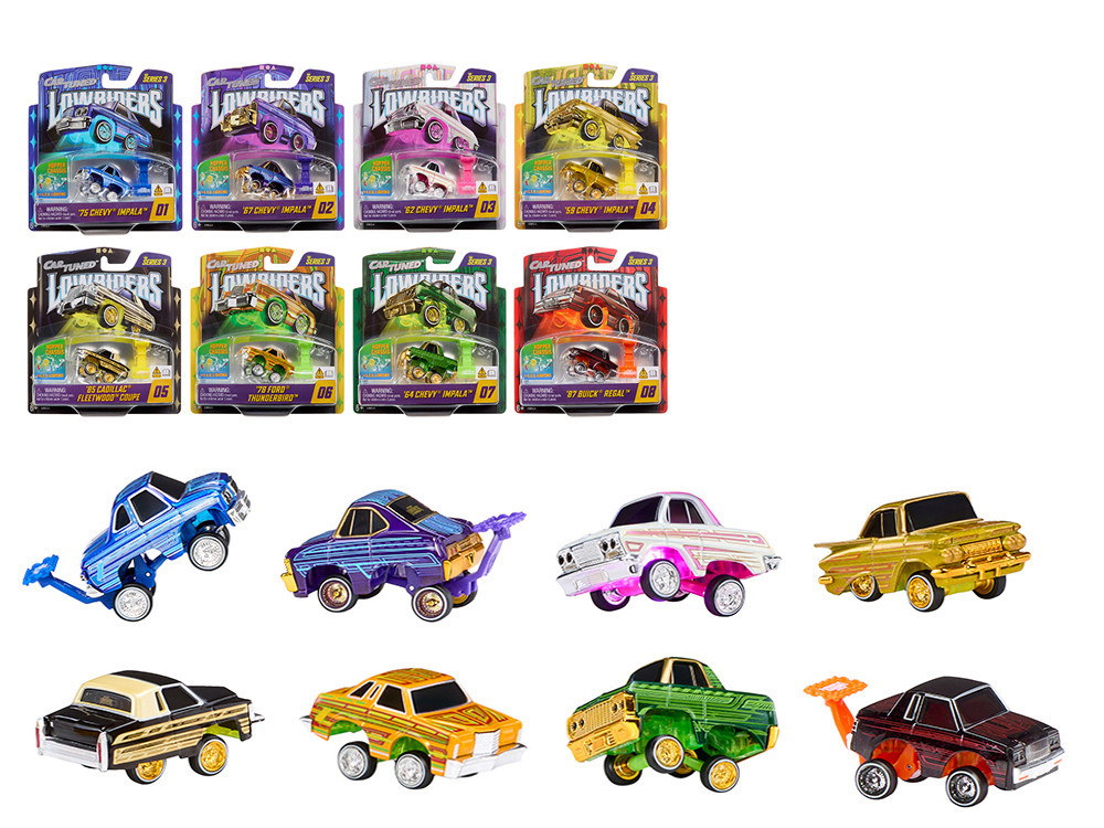 "Lowriders Show Glow" Series 3 Set of 8 Pieces Diecast Model Cars by CarTuned