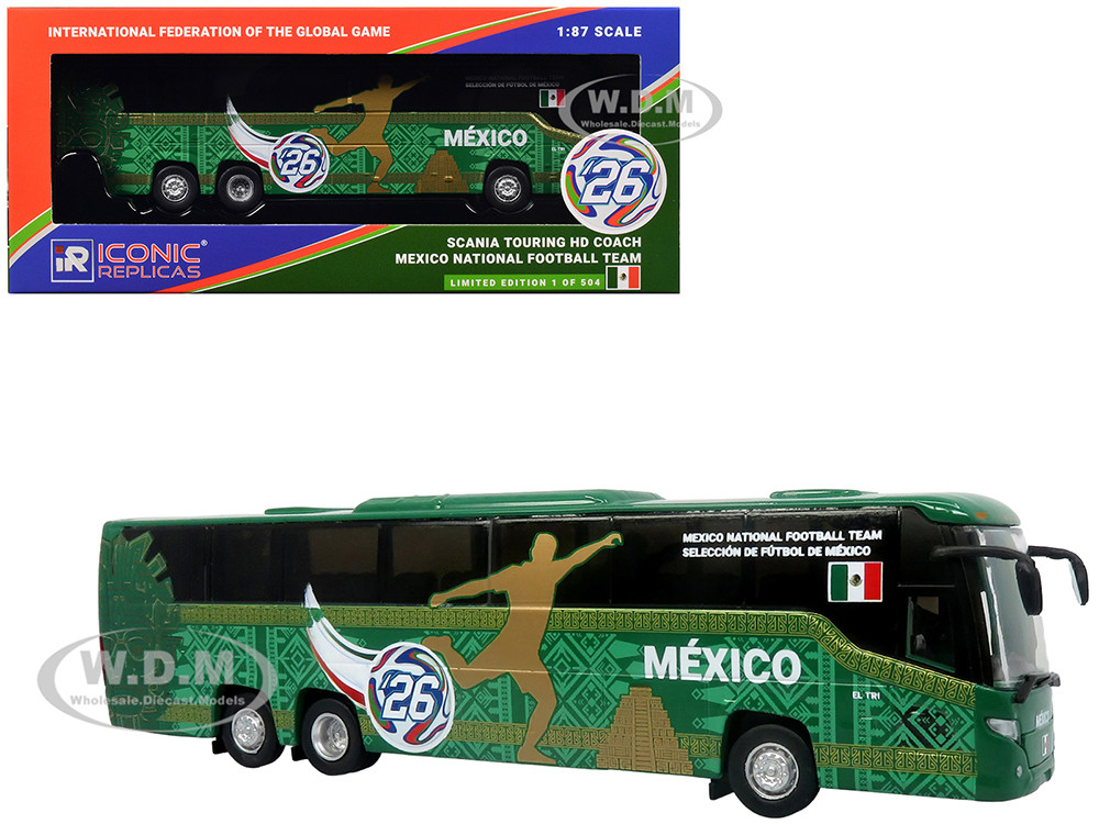 Scania Touring HD Coach Bus "Mexico National Football Team" Green with Graphics "International Federation of the Global Game" Series Limited Edition t
