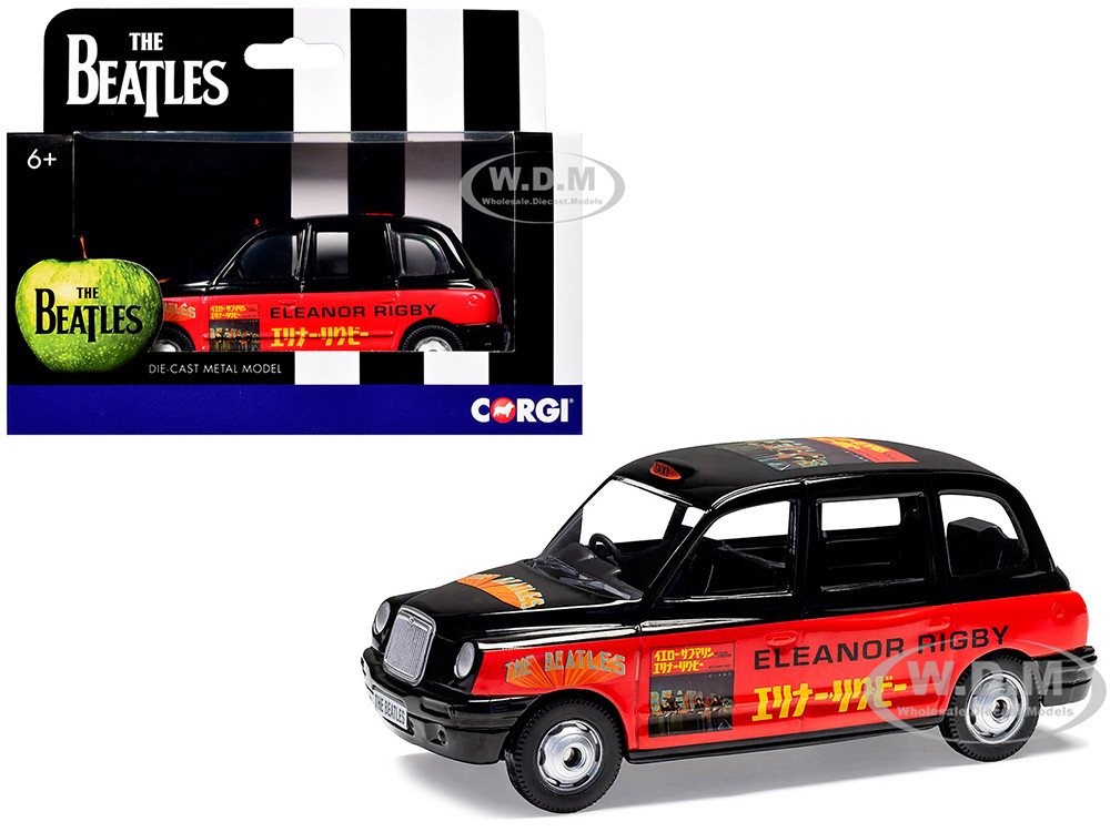 The Beatles London Taxi RHD Right Hand Drive Eleanor Rigby Yellow Submarine Black and Red with Graphics Diecast Model Car by Corgi
