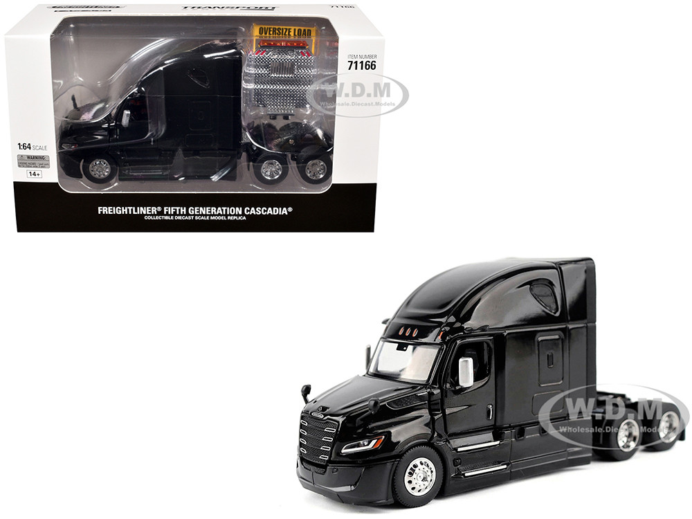 2025 Freightliner Cascadia Gen-5 Sleeper Cab Truck Tractor Night-Shift Black "Transport Series" 1/64 Diecast Model by Diecast Masters