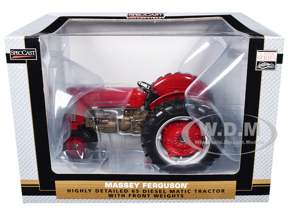 Massey Ferguson 65 DieselMatic Narrow Front Tractor with Front Weights Red with Bronze Frame "Classic Series" 1/16 Diecast Model by SpecCast