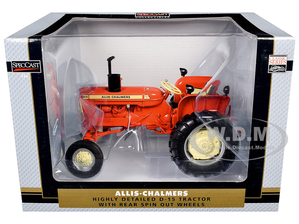 Allis-Chalmers D-15 Wide Front Tractor with Rear Spin Out Wheels Orange with Cream Stripes "Classic Series" 1/16 Diecast Model by SpecCast