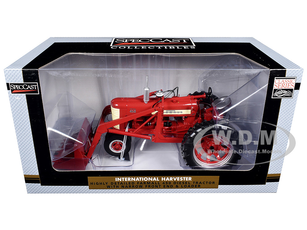 Farmall 450 Narrow Front Diesel Tractor with Loader Red "Classic Series" 1/16 Diecast Model by SpecCast