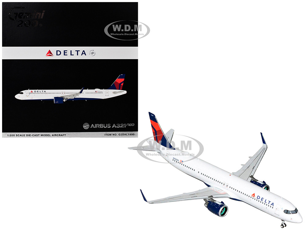 Airbus A321neo Commercial Aircraft "Delta Air Lines" (N502DX) White with Blue and Red Tail "Gemini 200" Series 1/200 Diecast Model Airplane by GeminiJ