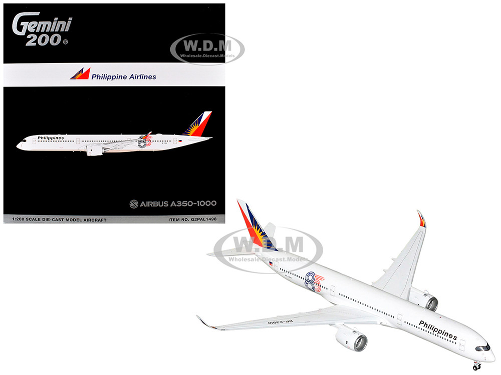 Geminijets Airbus A350-1000 Commercial Aircraft "Philippine Airlines" (RP-C3510) White with Tail Graphics "Gemini 200" Series 1/200 Diecast Model Airplane by Gem