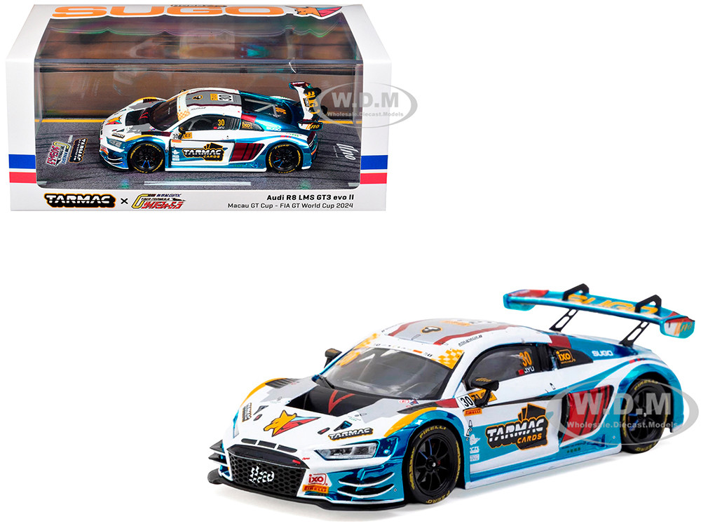 Audi R8 LMS GT3 evo II #30 James Yu "Uno Racing Team" "Macau GT Cup - FIA GT World Cup" (2024) with A4 Poster "Hobby43" Series 1/43 Diecast Model Car