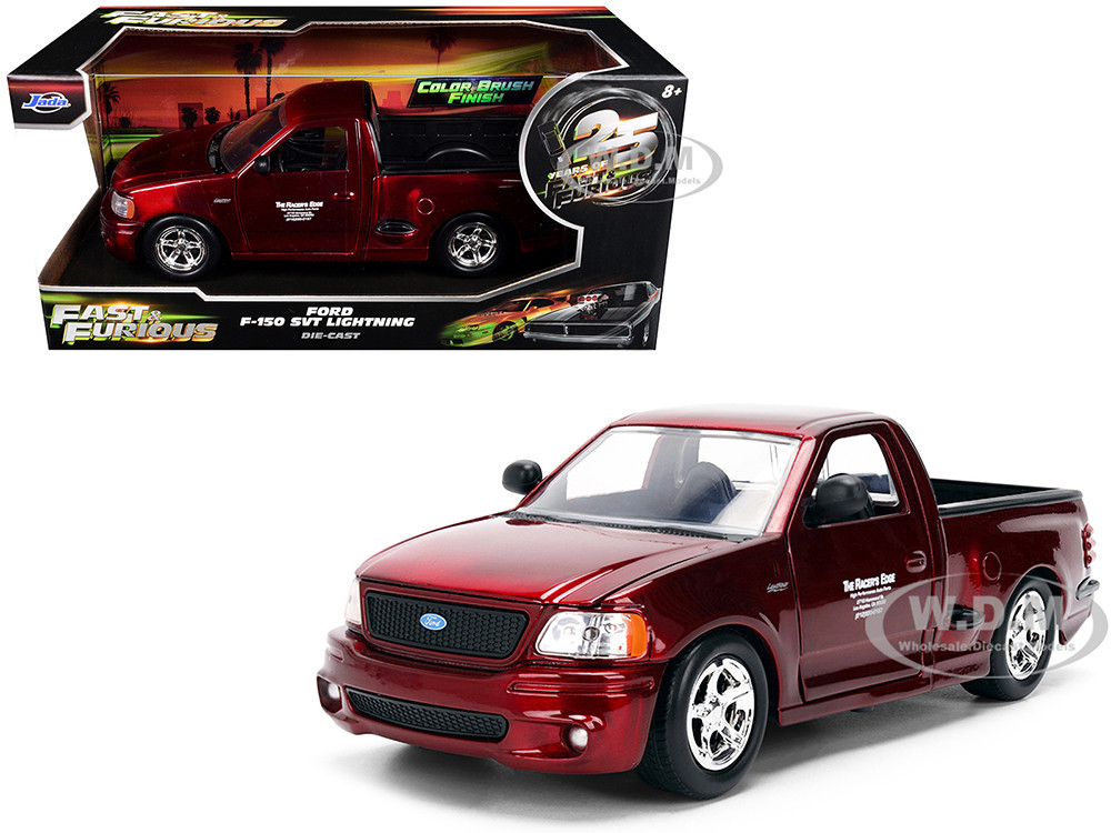Jada 1:24 Ford F-150 SVT Lightning Pickup Truck Red Color Brush Finish "The Fast and the Furious" (2001) Movie "25 Years of Fast & Furious" Series 1/24 Diecast