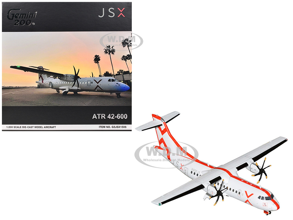 ATR 42-600 Commercial Aircraft "JSX" (N400JX) White with Red Stripes "Gemini 200" Series 1/200 Diecast Model Airplane by GeminiJets