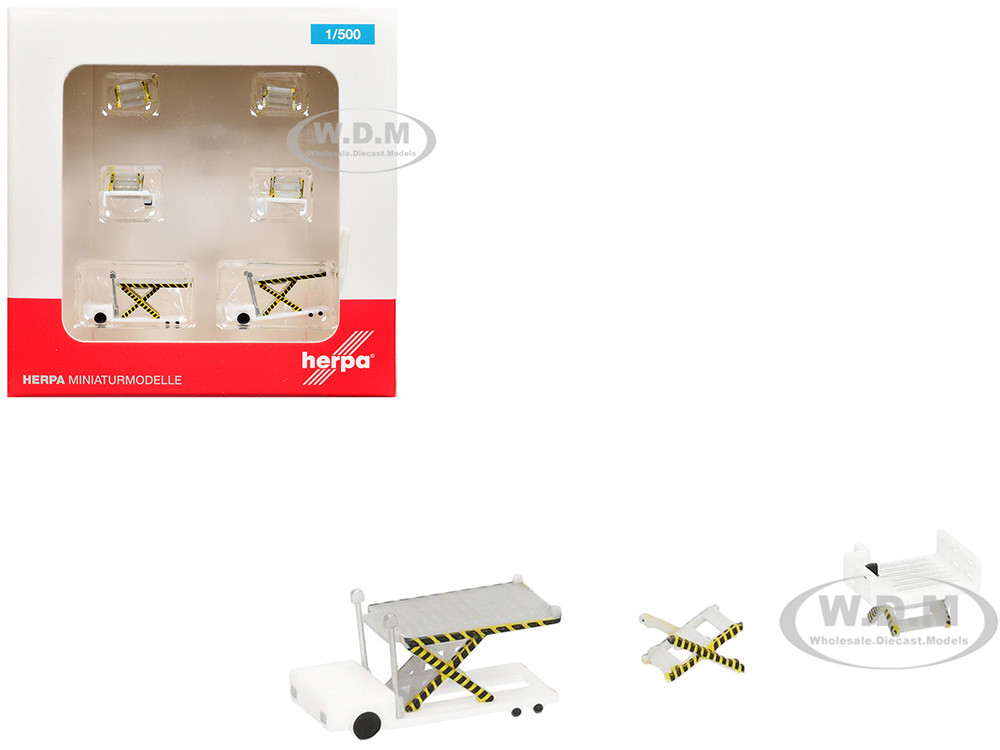 Herpa Container Loader 2 Vehicle Set White 1/500 Diecast Model by Herpa