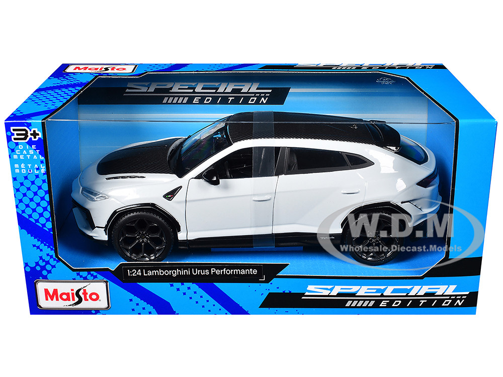 Maisto 1:24 Lamborghini Urus Performante White Metallic with Carbon Hood and Top "Special Edition" Series 1/24 Diecast Model Car by Maisto