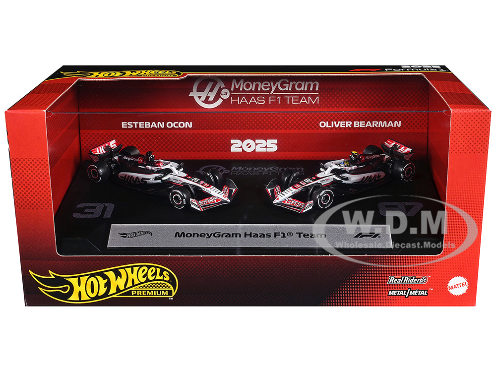 "MoneyGram Haas F1 Team" Formula One F1 World Championship (2025) 2 Piece Set Diecast Model Cars by Hot Wheels