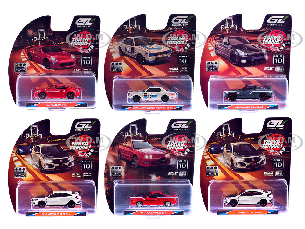 "Tokyo Torque" Series 10 Set of 6 pieces 1/64 Diecast Model Cars by Greenlight