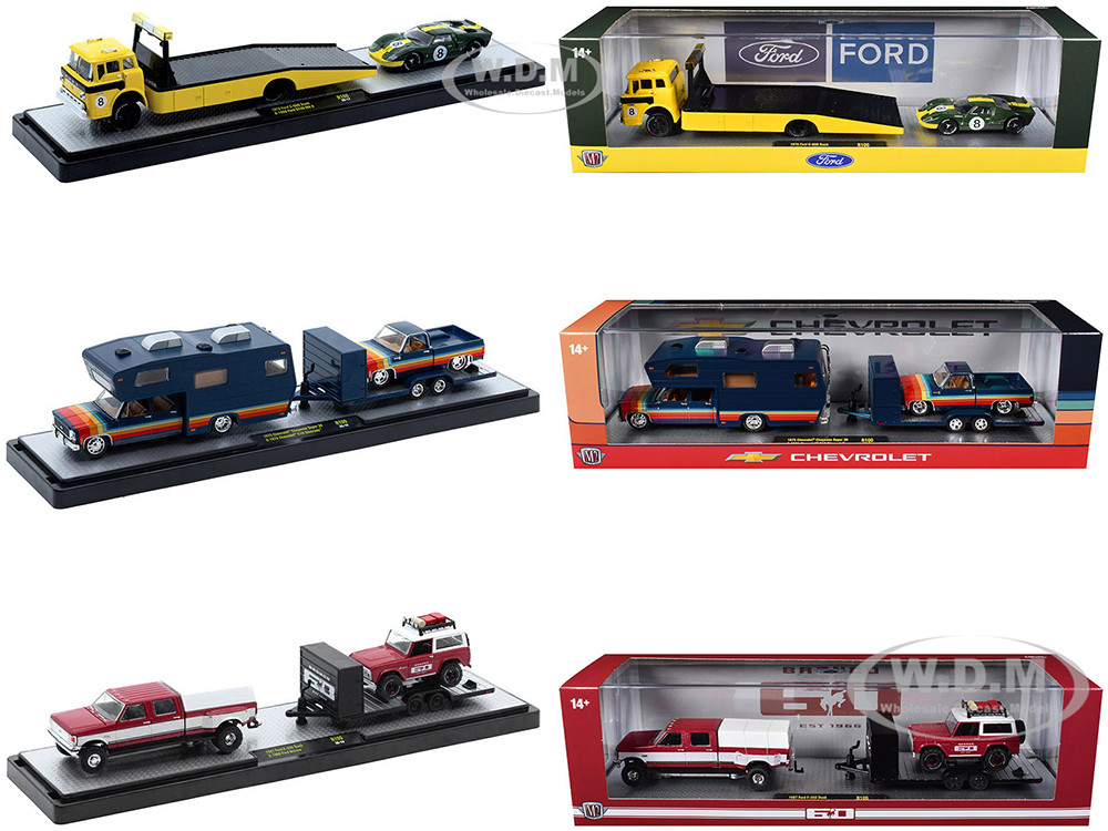 Auto Haulers Set of 3 Trucks Release 100 Limited Edition to 9600 pieces Worldwide 1/64 Diecast Models by M2 Machines