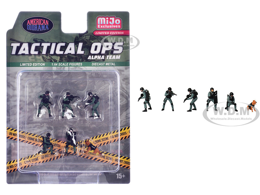"Tactical Ops Alpha Team" 6 piece Diecast Figure Set (6 Figures) Limited Edition for 1/64 Scale Models by American Diorama