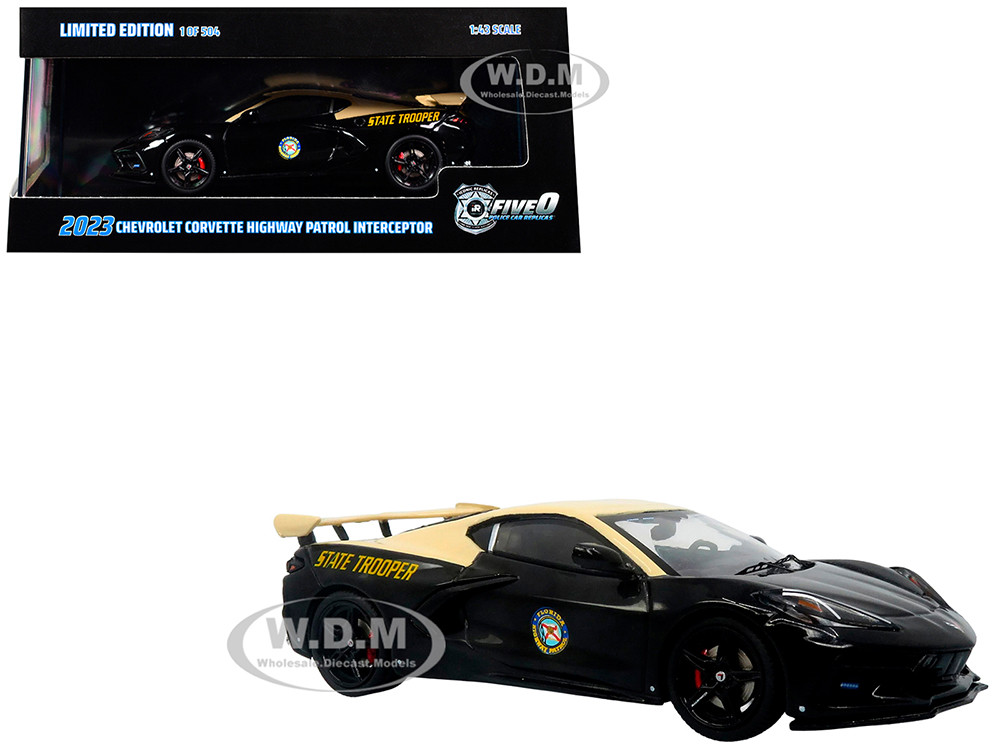 2023 Chevrolet Corvette C8 Stingray Police Interceptor "Florida Highway Patrol (FHP)" Black with Cream Top 1/43 Diecast Model by Iconic Replicas