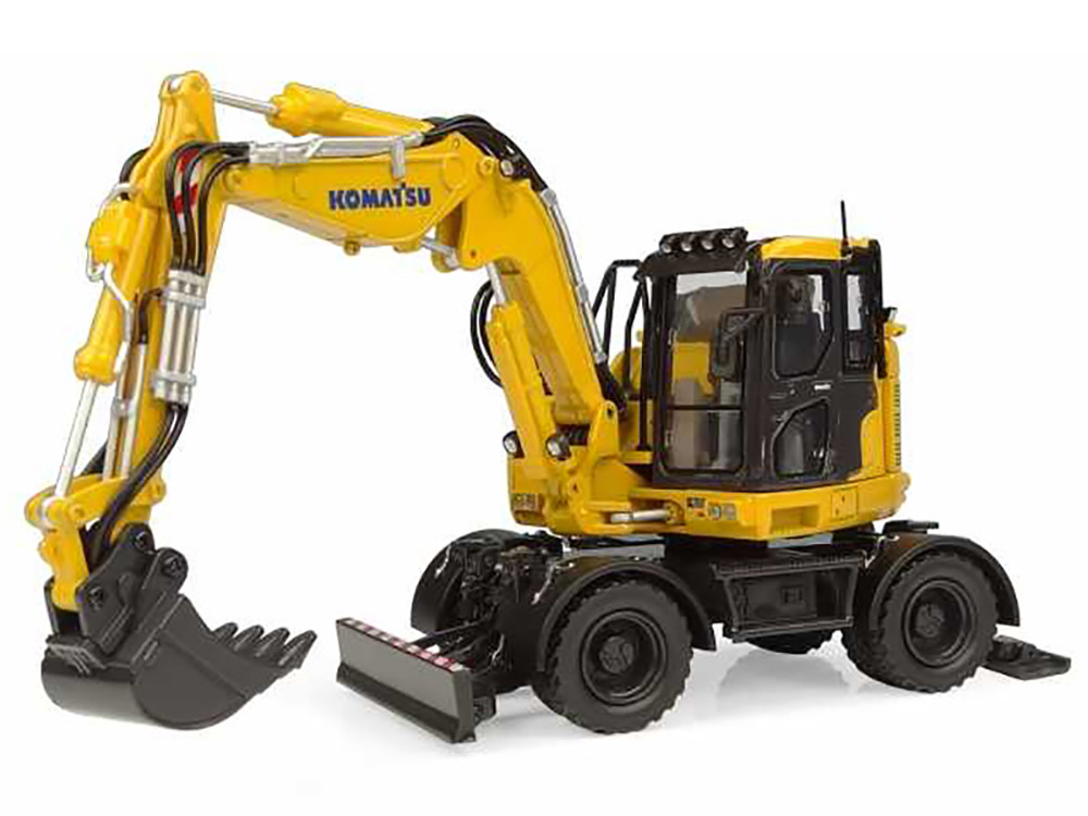 Komatsu PW138MR-11 Wheeled Excavator Yellow 1/32 Diecast Model by Universal Hobbies
