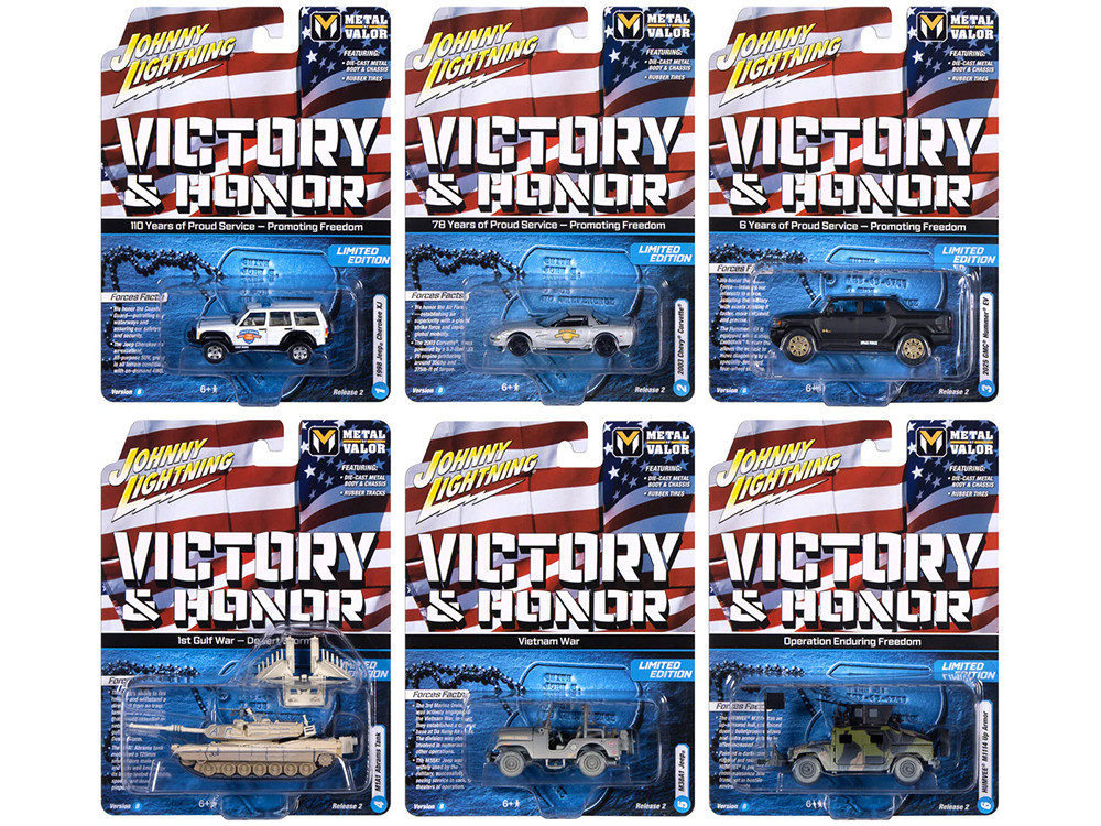 "Military" Set B of 6 pieces 2025 Release 2 Limited Edition Diecast Models by Johnny Lightning