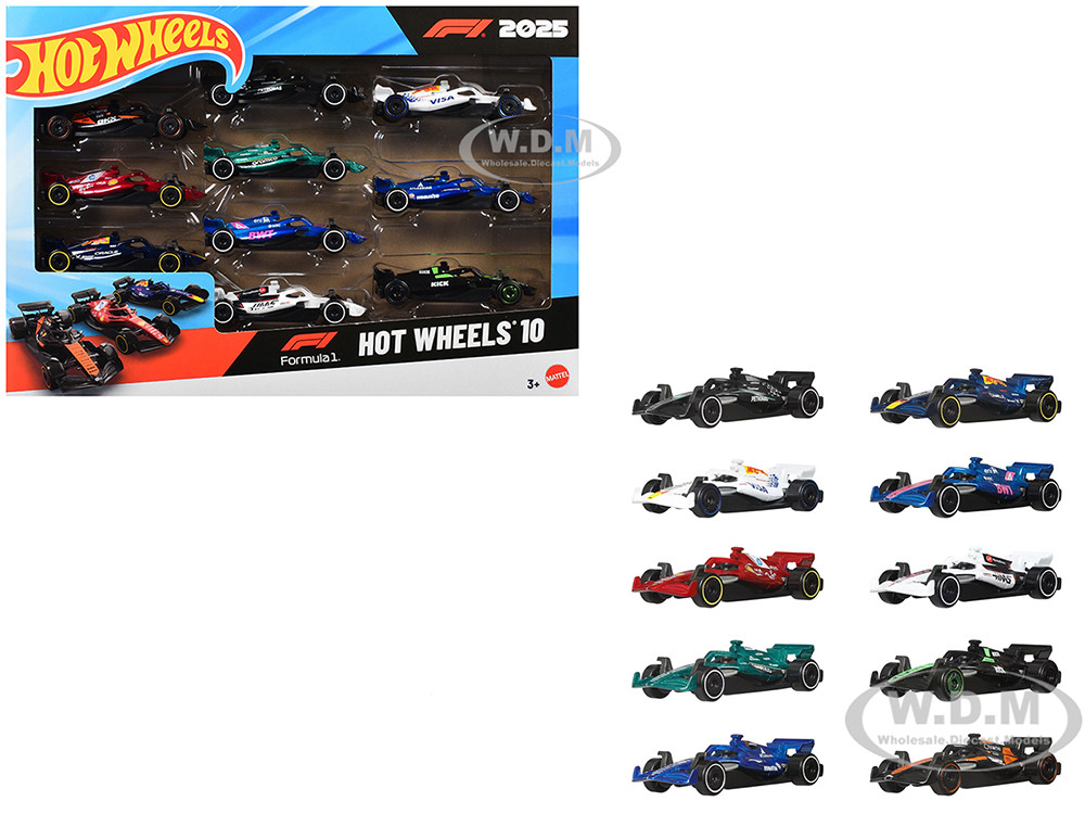 2025 Formula 1 World Championship 10 piece Set Diecast Model Cars by Hot Wheels