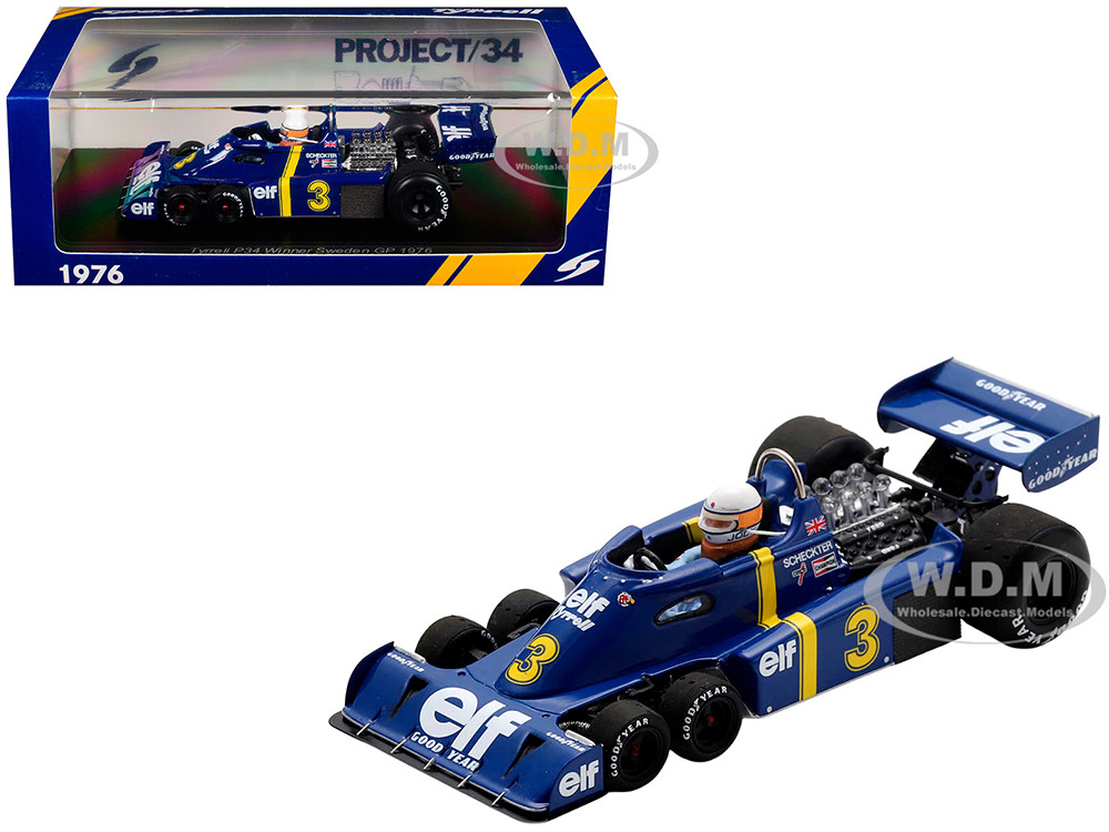 Tyrrell P34 #3 Jody Scheckter Winner Formula One F1 "Swedish GP" (1976) with Driver 1/43 Model Car by Spark