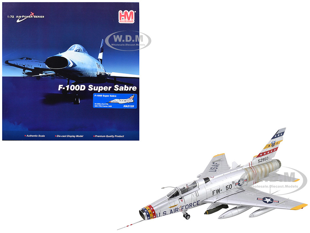 North American F-100D Super Sabre Fighter Aircraft "FW-871, 81st TFS, 50th TFW, France" (1958) United States Air Force "Air Power Series" 1/72 Diecast