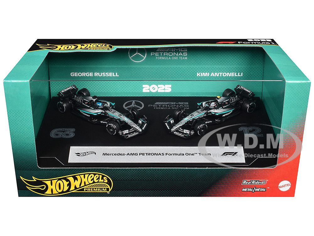 "Mercedes-AMG Petronas Formula One Team" Formula One F1 World Championship (2025) 2 Piece Set Diecast Model Cars by Hot Wheels