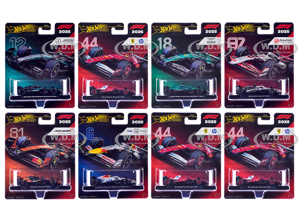 "Formula 1 Racing Premium Mix 3" 8 piece Set L "Premium Series" Diecast Model Cars by Hot Wheels
