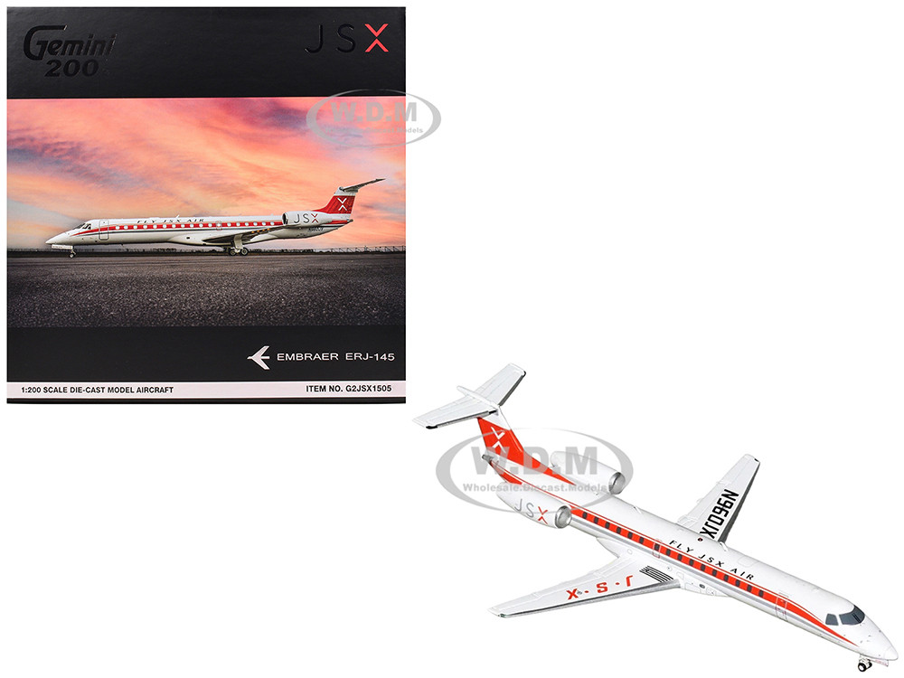 Embraer ERJ-145 Commercial Aircraft "JSX" (N960JX) White with Red Stripes "Gemini 200" Series 1/200 Diecast Model Airplane by GeminiJets