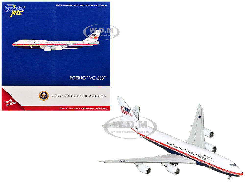 Boeing VC-25B Transport Aircraft "Air Force One - United States of America" (31000) White and Blue with Red Stripes 1/400 Diecast Model Airplane by Ge