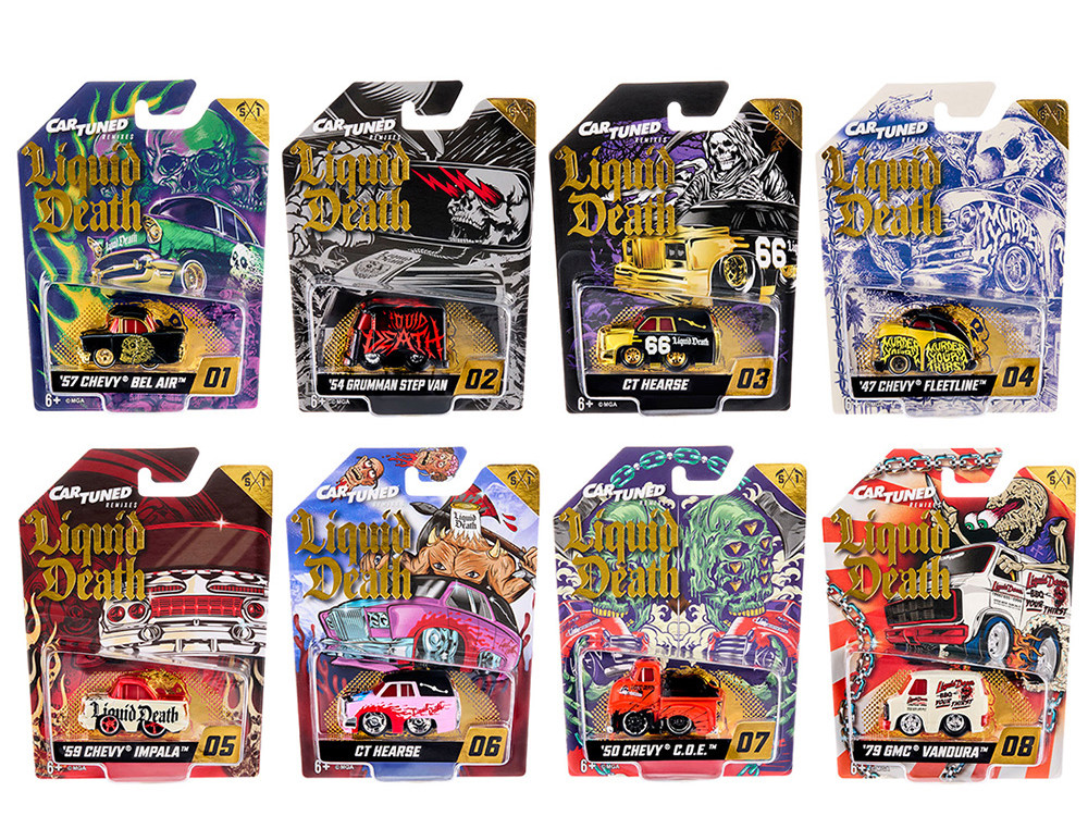 "Liquid Death" 2026 Series 1 Set of 8 Pieces Diecast Model Cars by CarTuned