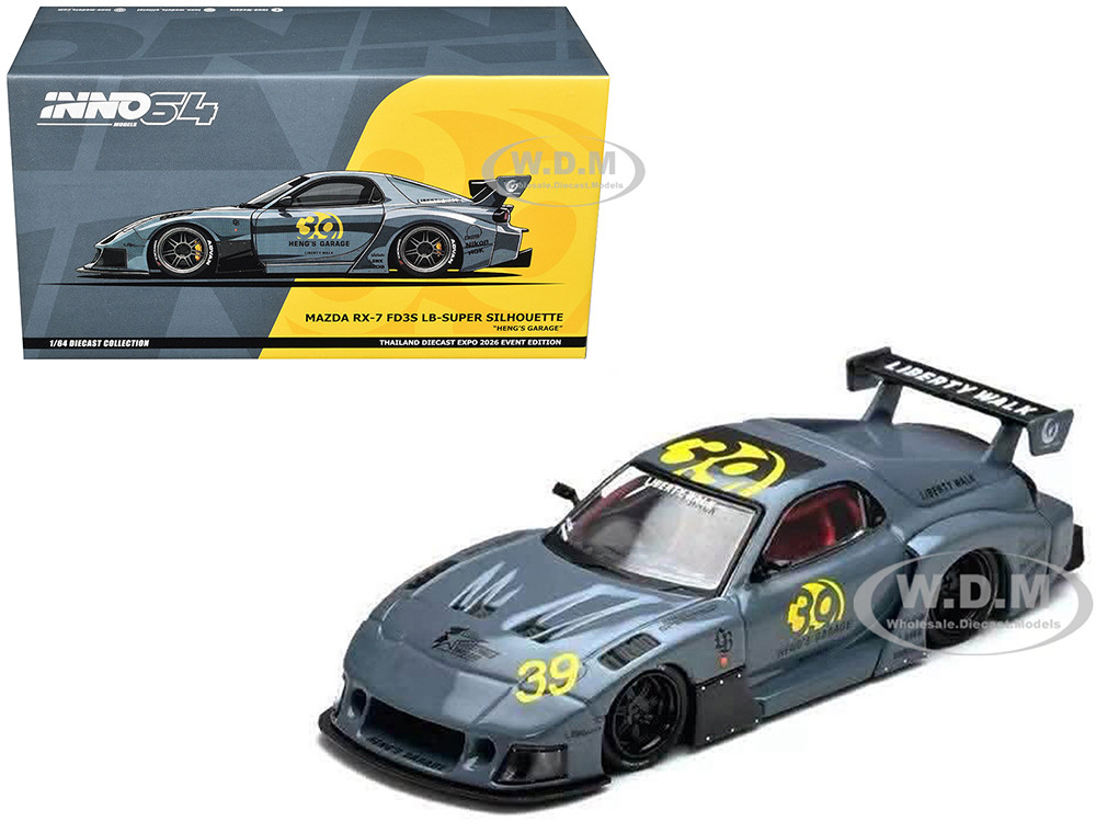Mazda RX7 (FD3S) LB-Super Silhouette RHD (Right Hand Drive) #39 "Heng's Garage" Gray "Thailand Diecast Expo 2026 Event Edition" 1/64 Diecast Model Car