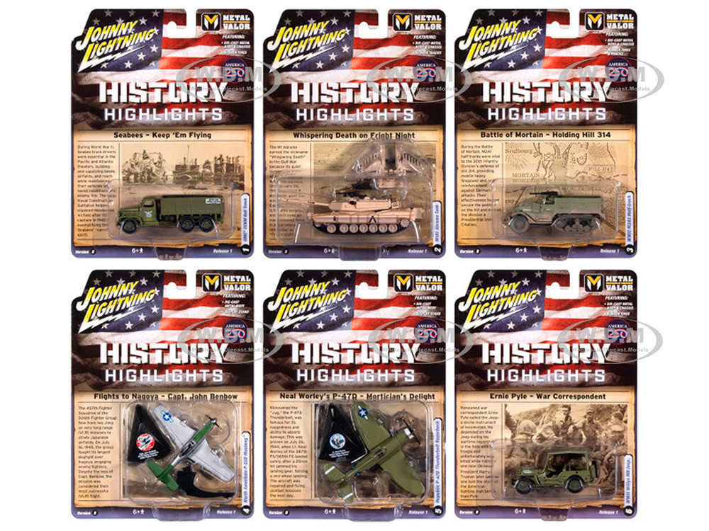 "Military" Set B of 6 pieces 2026 Release 1 Limited Edition Diecast Models by Johnny Lightning