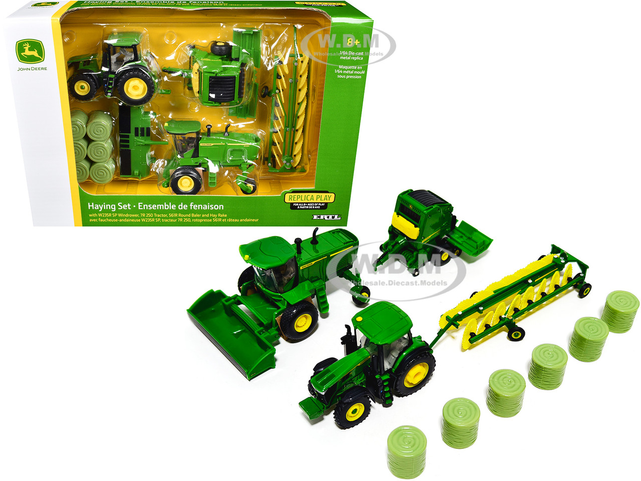 John Deere Grain Haying Set of 4 pieces of Equipment "Replica Play" Series 1/64 Diecast Model by ERTL TOMY