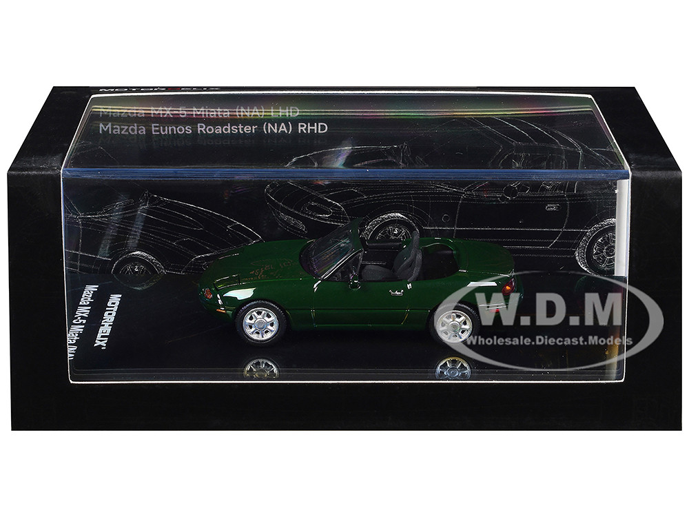 Motorhelix 1:64 Mazda MX-5 Miata (NA) Convertible British Racing Green 1/64 Diecast Model Car by MotorHelix