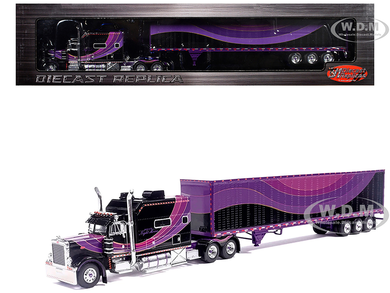 Peterbilt 379 Truck Sleeper and Dry Goods Trailer "Night Moves" Graphics "J1 " Series Models Black 1:64 diecast model IXO