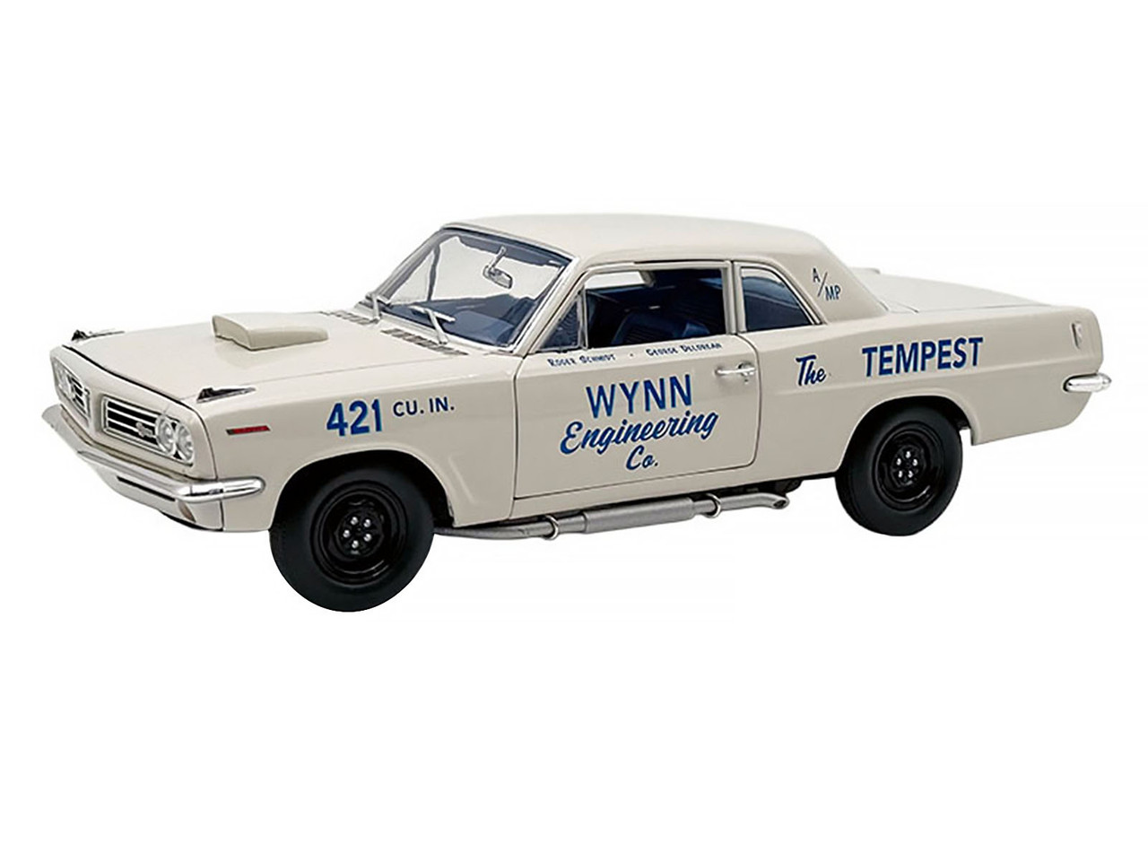 ACME 1:18 1963 Pontiac Tempest Super Duty "Wynn Engineering Co." White with Blue Interior Limited Edition to 315 pieces Worldwide 1/18 Diecast Model Car by ACME