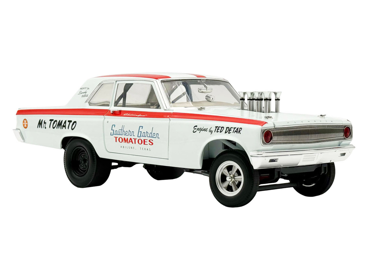 ACME 1:18 1965 Dodge Coronet AWB "Mr. Tomato" White with Red Stripes Limited Edition to 408 pieces Worldwide 1/18 Diecast Model Car by ACME