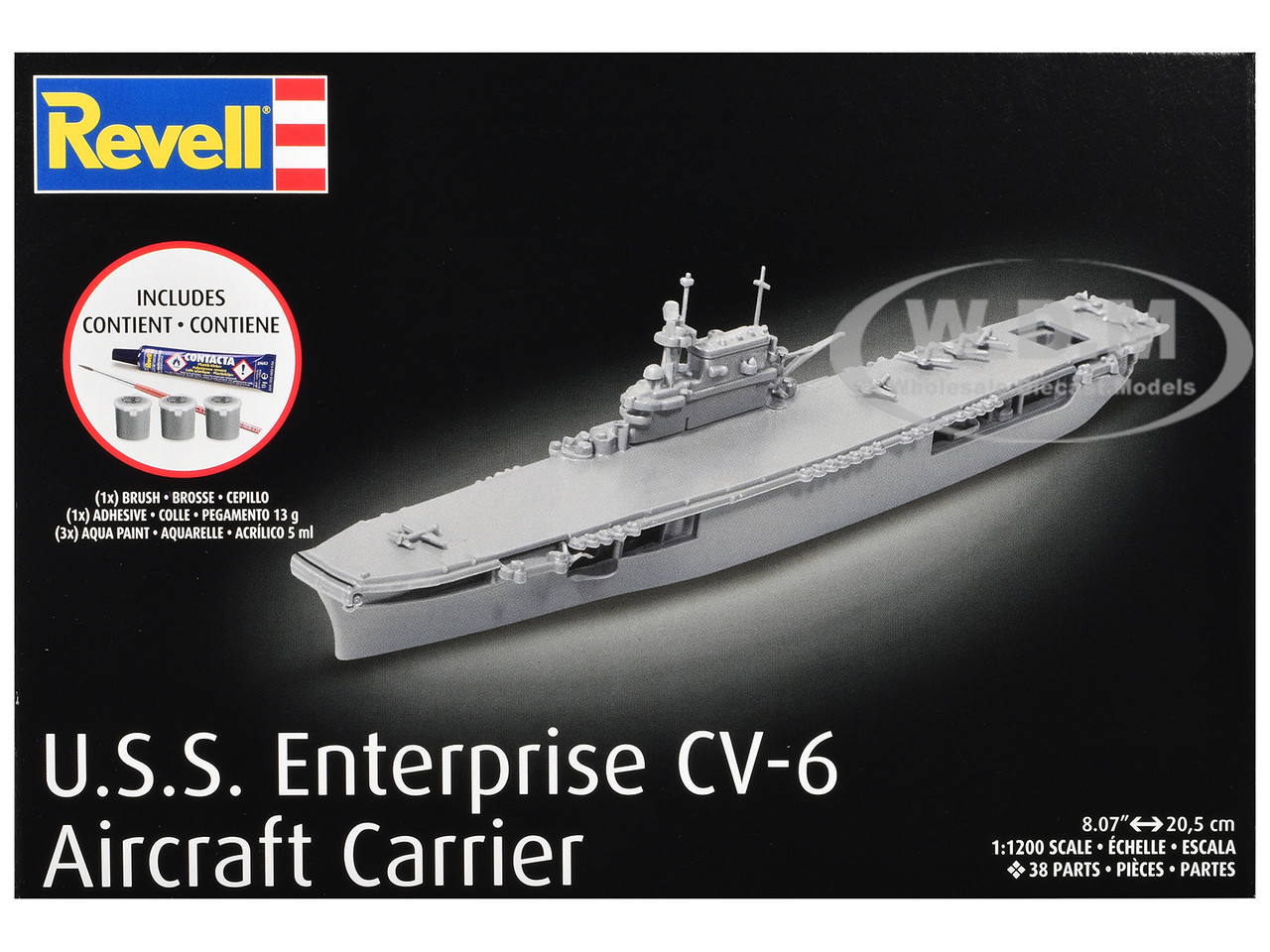 Revell Level 4 Model Kit U.S.S. Enterprise CV-6 Aircraft Carrier All-Included Kit 1/1200 Scale Model by Revell