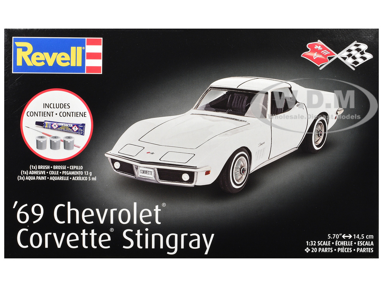 Revell 1:32 Level 3 Model Kit 1969 Chevrolet Corvette Stingray All-Included Kit 1/32 Scale Model by Revell