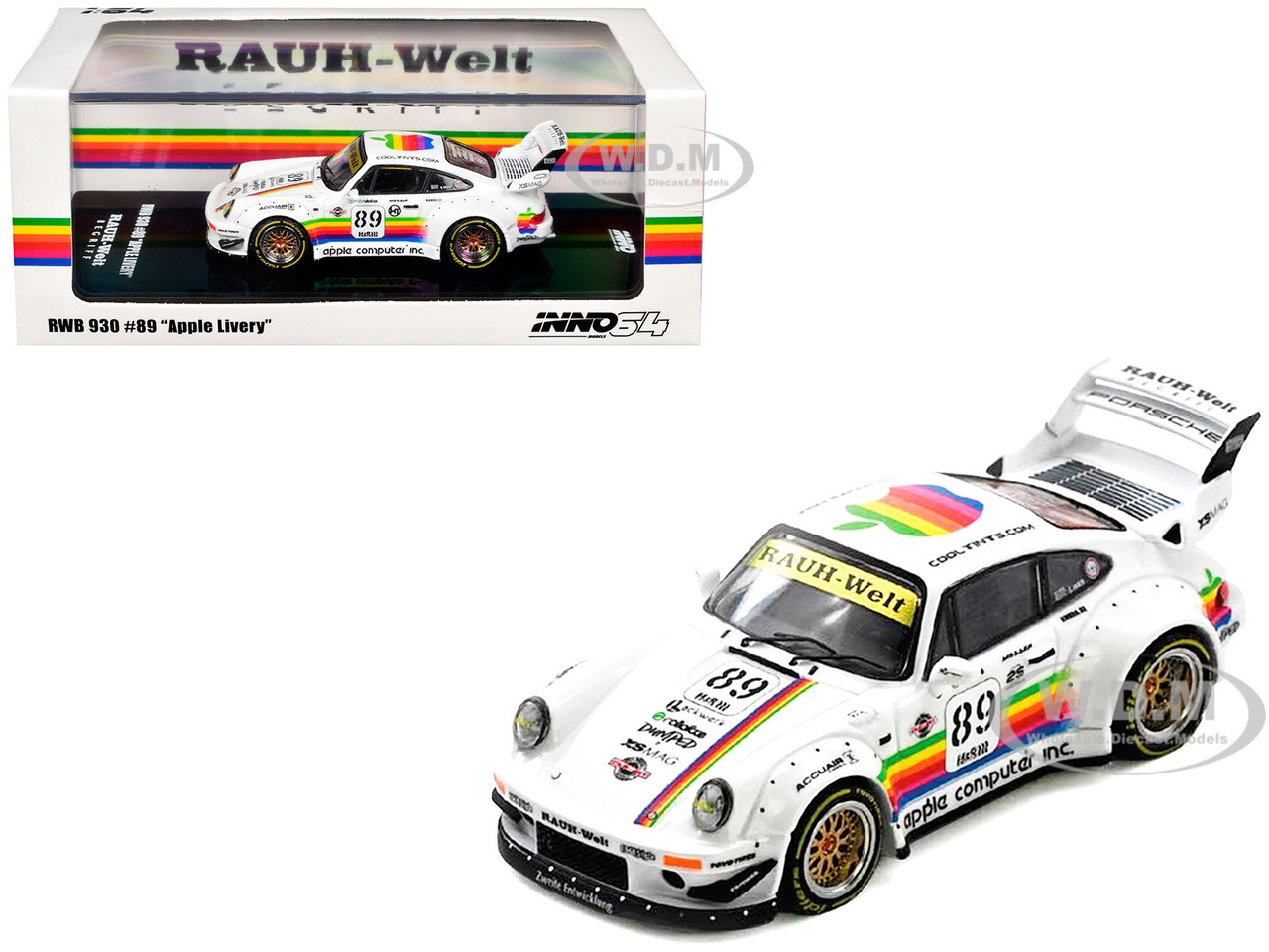 RWB 930 #89 "Apple Livery" White With Stripes 1/64 Diecast Model Car By Inno Mo…