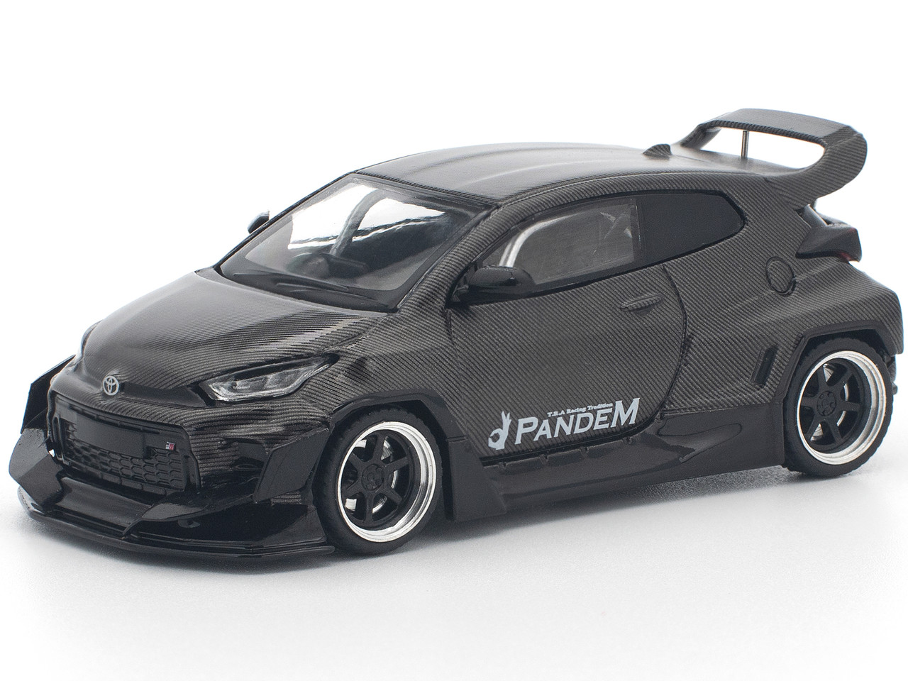 Pop Race 1:64 Toyota "Pandem" GR Yaris RHD (Right Hand Drive) Carbon Fiber 1/64 Diecast Model Car by Pop Race