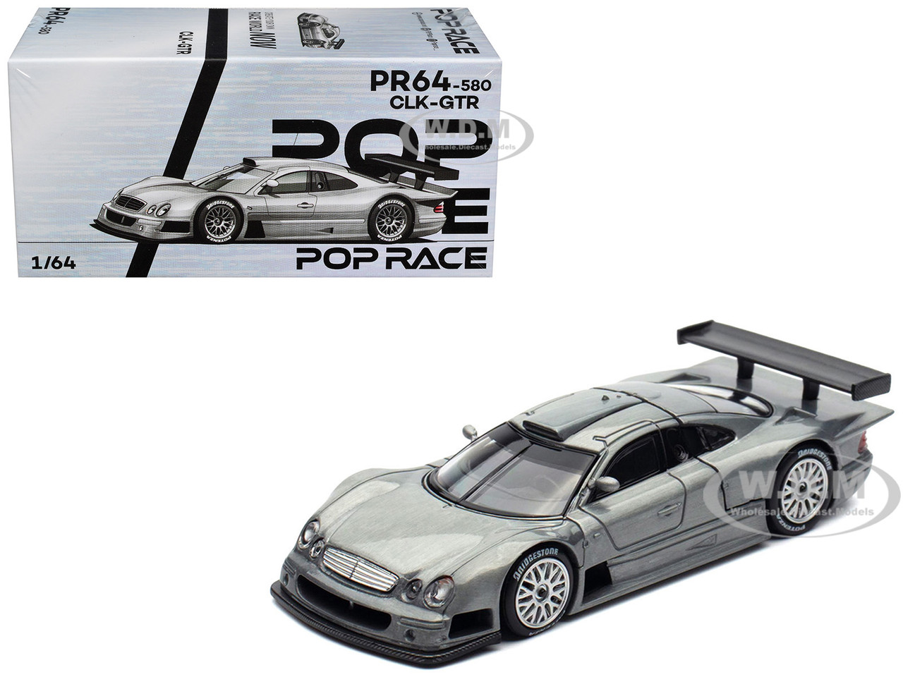 Mercedes-Benz CLK GTR Raw Metal 1:64 diecast model Pop Race