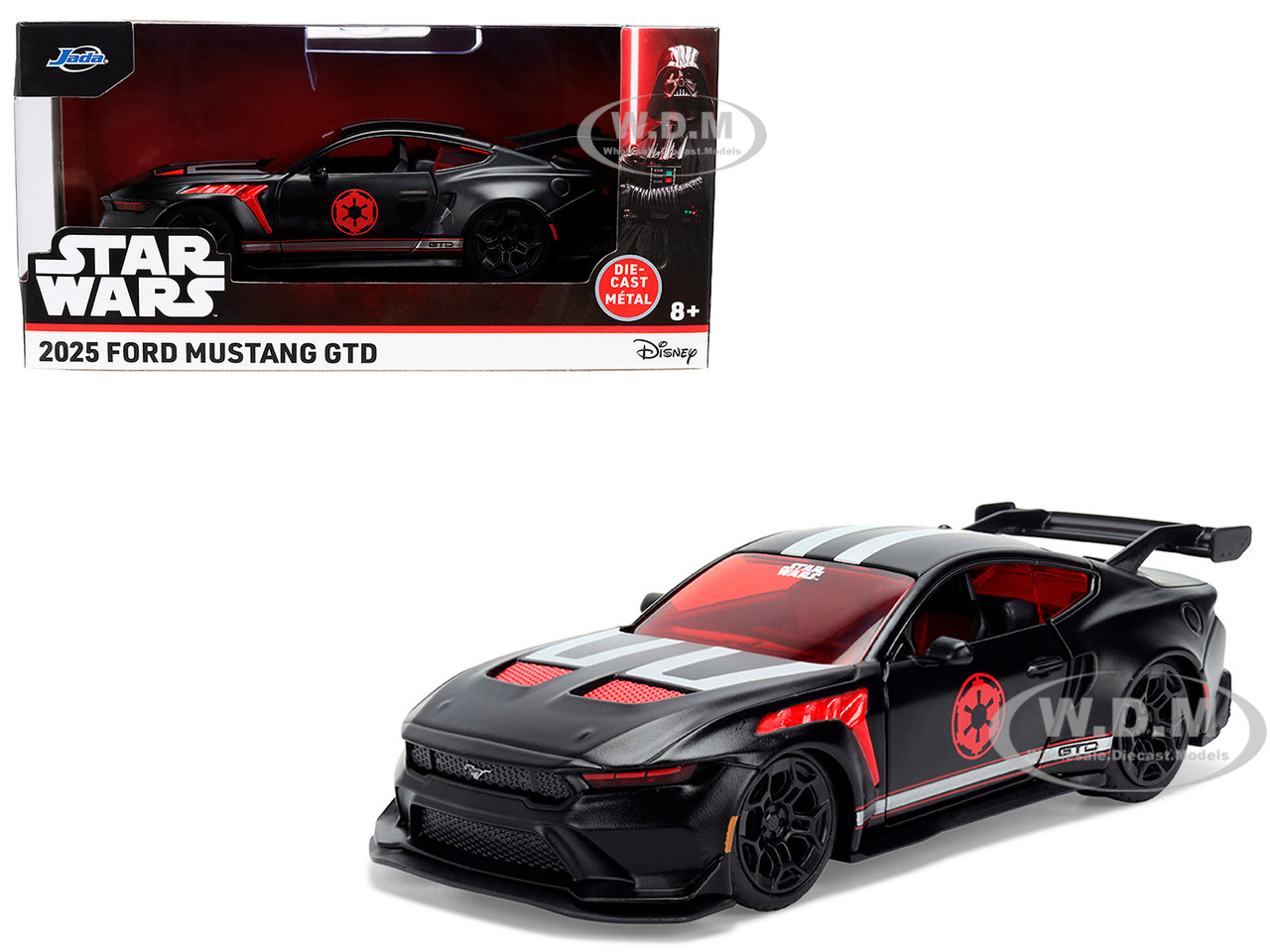 Jada 1:32 2025 Ford Mustang GTD "Darth Vader" Matt Black with Silver Stripes and Graphics "Star Wars" "Hollywood Rides" Series 1/32 Diecast Model Car by Jada