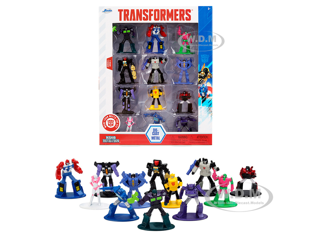 Jada Set of 12 Diecast Figures "Transformers" Franchise "Nano Metalfigs" Series Diecast Models by Jada